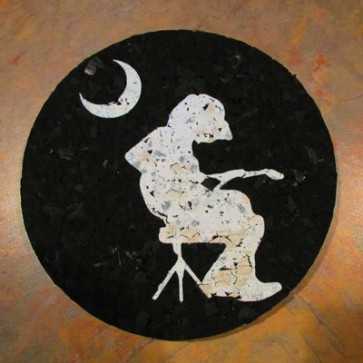 5-Inch Recycled Rubber Drink Coaster - Mikey Houser Silhouette Design - 4-Pack