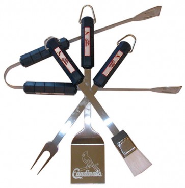 BSI Siskiyou Sports MLB 4 Piece BBQ Tool Set-St. Louis Cardinals
