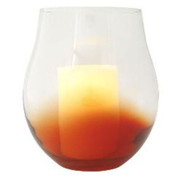 Flipo  Pacific Accents Bordeaux Glass Hurricane w Timer Flameless Candle-RED HURRICANE