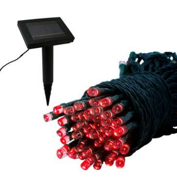 Flipo Solar Christmas String Lights - 102 LEDs-Red