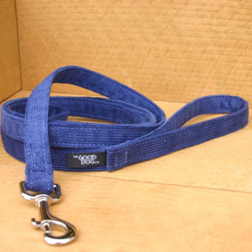 The Good Dog Company Hemp Corduroy Leash Collection-Blue 1"" Hemp Corduroy - 6 Ft. Leash