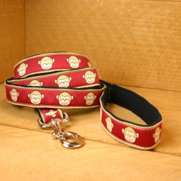 The Good Dog Company Hemp Conservation Leash Collection-1"" Garnet Monkeys 6 Ft. Standard Leash