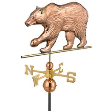 Good Directions Bear Weathervane - Polished Copper