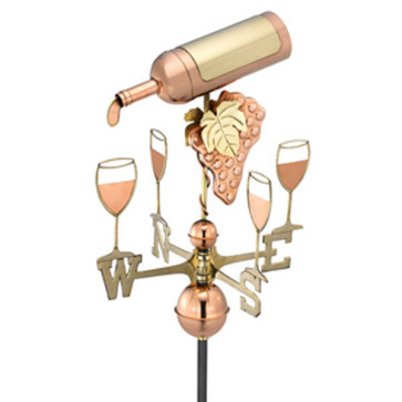 Good Directions Wine Bottle Weathervane- Polished Copper