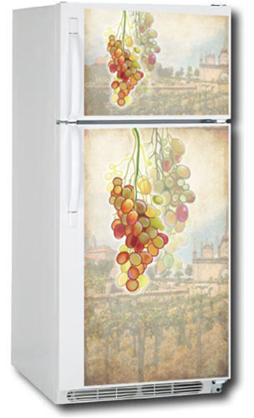 Appliance Art Tuscan Grapes Magnetic Refrigerator Appliance Cover in Two Models-Top & Bottom