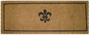 Entryways Imports Unlimited Hand Woven Black Fleur Di Lys Extra Thick Coconut Fiber Doormat. (Long)