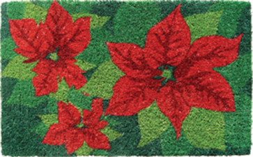 Imports Unlimited Hand Woven Poinsettias Coir Doormat