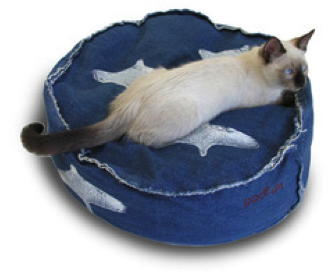 Kittypod Denim Koosh - Multi Birdy Migration- Supa Plush Beds for Cats