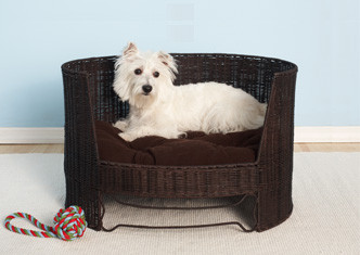 The Refined Feline Wicker Dog Day Bed Espresso In Three Sizes-Medium 35.5"" w x 26"" d x 21.25"" h
