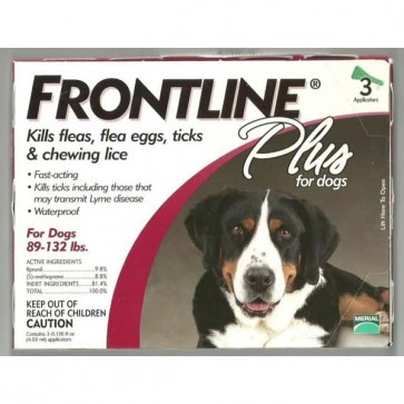 Frontline Flea Control Plus for Dogs And Puppies 89-132 lbs 3 Pack 89-132-3PK-PS