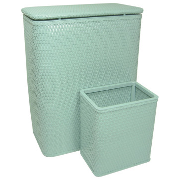 Chelsea Collection Hamper And Matching Wastebasket Set - Mystic Green Wcr-4262Mg