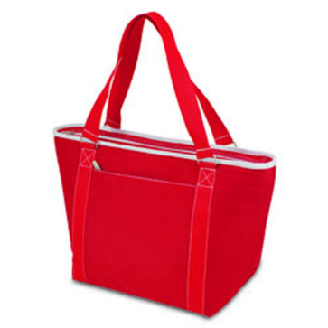 Picnic Time Topanga Lg, insulated shoulder tote w/waterproof liner-Red w/ White Trim