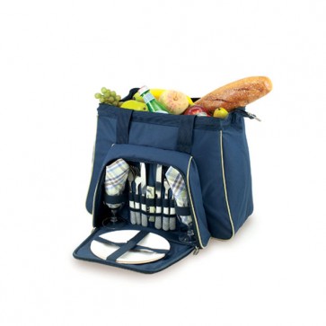 Toluca Insulated cooler picnic svc for 2 by Picnic Time"-Navy w/Tan