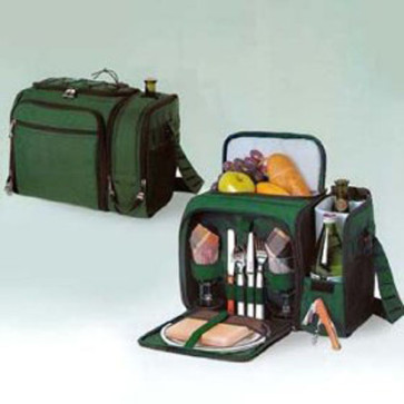 Picnic Time Malibu Insulated Shoulder pack w/dlx picnic service for 2-Hunter Green 123