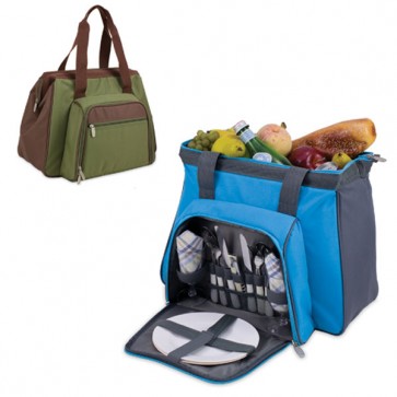 Toluca Insulated cooler picnic svc for 2 by Picnic Time"-Pine Green with Brown
