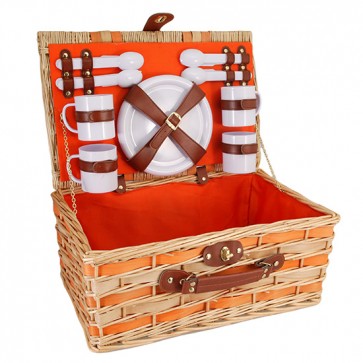 Picnic & Beyond Suitcase Willow Picnic Basket Orange 