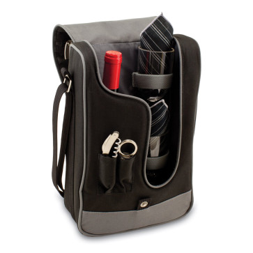 Picnic Time Barossa Wine Tote Black with Grey