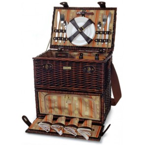 Picnic and Beyond Willow Picnic Basket - The Classique Elite Basket for 4