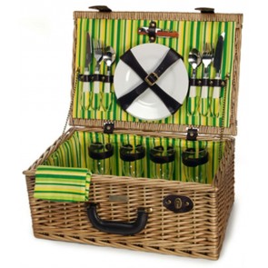 Picnic and Beyond Willow Picnic Basket - The Springtime Elite Basket for four