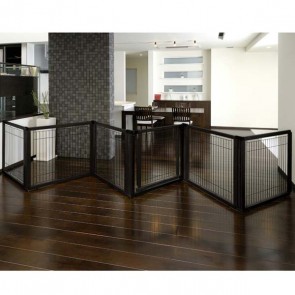 Richell Convertible Elite Pet Gate 6 Panel Black 197.5" x 0.8" x 31.5