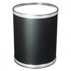 Budget Series Vinyl Round Wastebasket - Black/Silver WCR-1391BKSV