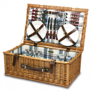 Picnic Time Newbury Wicker Picnic Basket Service for 4