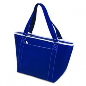 Picnic Time Topanga Lg, insulated shoulder tote w/waterproof liner-Navy w/ White Trim