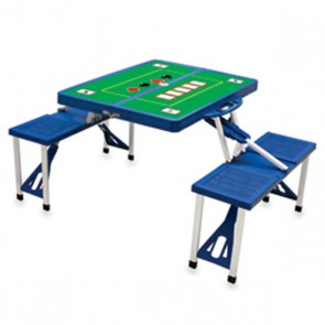 Picnic Time Picnic Table Portable table with 4 bench seats folds into carrying case-Royal Blue w/Poker