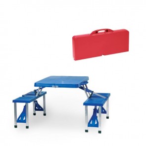 Picnic Time Picnic Table Portable table with 4 bench seats folds into carrying case-Blue 139