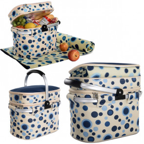 Picnic & Beyond Aluminum framed picnic cooler basket with rug (Blue)