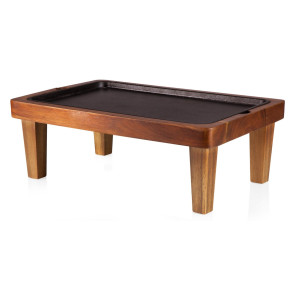 Picnic Time Raccolta Serving Pedestal with Inlaid Iron Griddle Medium 12 inch Acacia